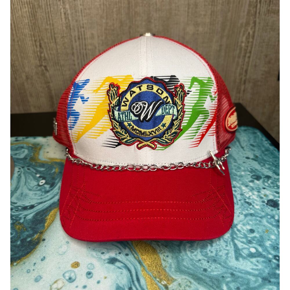 NWT OS - Watson Athletics Trucker Hat (red/multi)